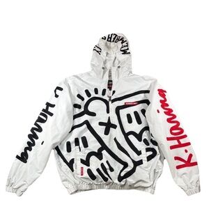 Members Only x Keith Haring Design Windbreaker Jacket NYC Brasil • Size Small